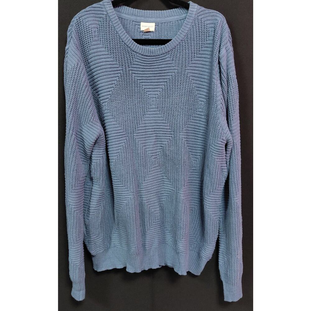 IP9 EIGHT BELLS Cotton Acrylic Knit Sweater Blue Solid Long Sleeve Women Size XL